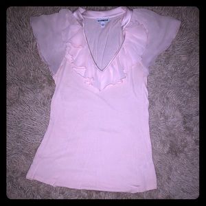 Express Light Peach Ruffle Blouse Size XS